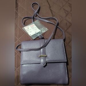 Vintage SAKS FIFTH AVENUE Purple Leather Crossbody Handbag